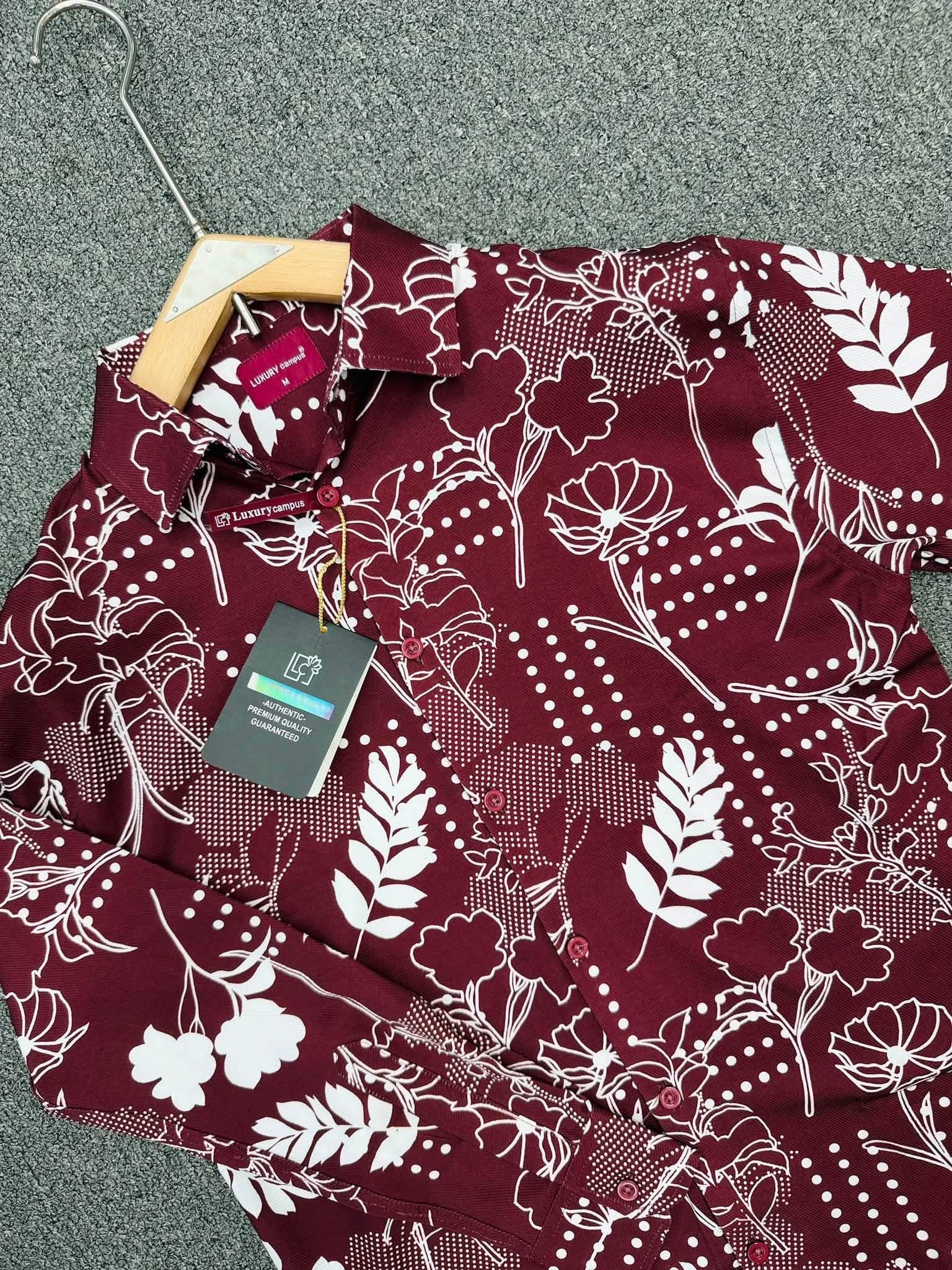 Maroon print shirt
